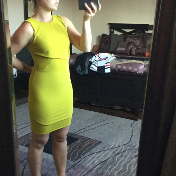 Topshop Yellow Bodycon Mesh
