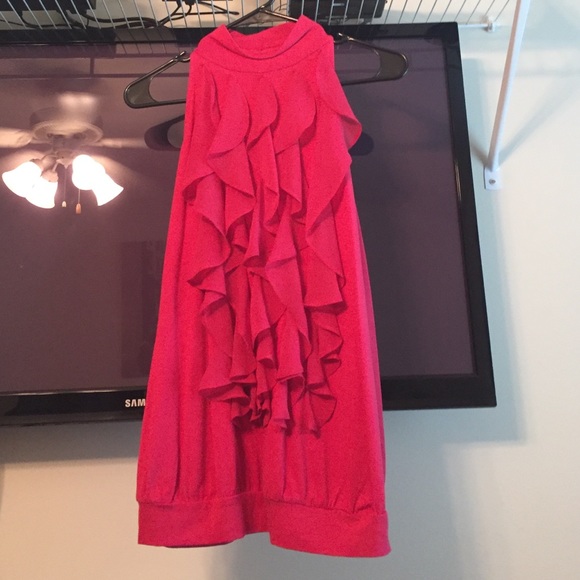 The Limited ruffled top in redish pink. Size M.