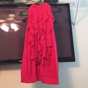 The Limited ruffled top in redish pink. Size M.