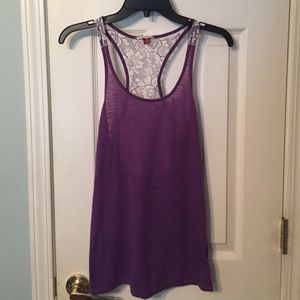 Purple Lace Back Tank Top