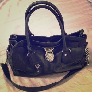 Michael Kors black leather Hamilton satchel