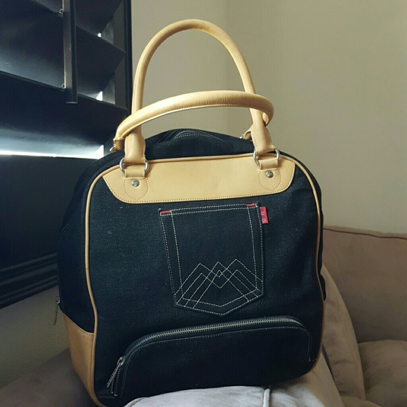 Rare!  BCBG Max Azria Large Denim "Bowling" Bag - Picture 1 of 4