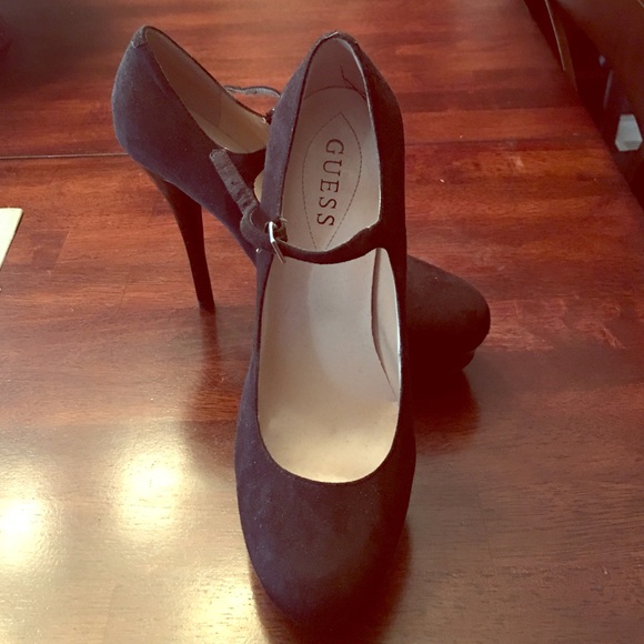 Guess suede platform heels