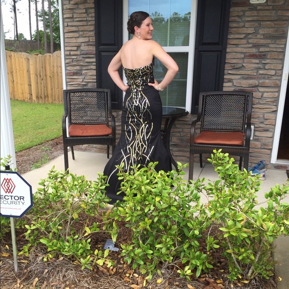 Black prom dress with gold and silver sequins - Picture 2 of 2