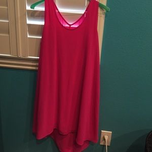 LUSH urban outfitters hot pink slip dress ruffle M