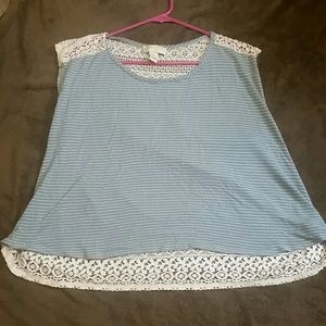 Blue and White Lacy T-shirt