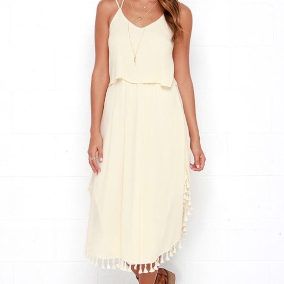 Lulu's Cream Midi Dress