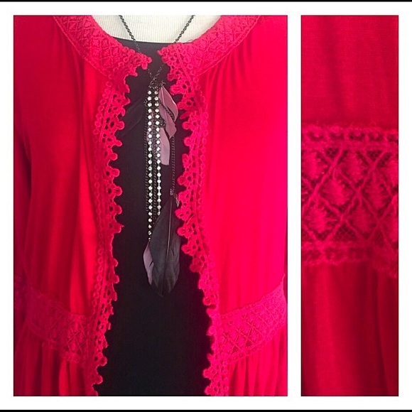 Boho Bell Sleeve Crochet Cardi JR Sm - Picture 4 of 4