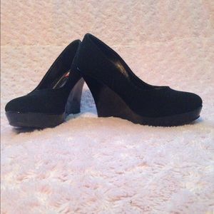 6.5 Unlisted brand Black suede wedge heels