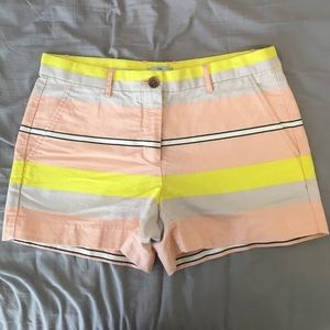Coral, Yellow and Gray Striped Gap shorts, size 2