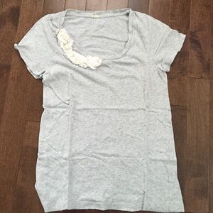 Gray cotton T-Shirt with ribbon embellishment