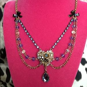 Betsy Johnson Vintage Blue Hearts Locket Necklace