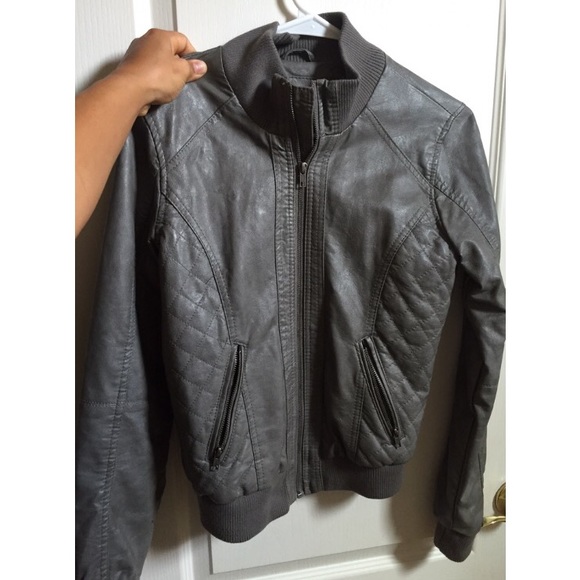 Light gray leather jacket