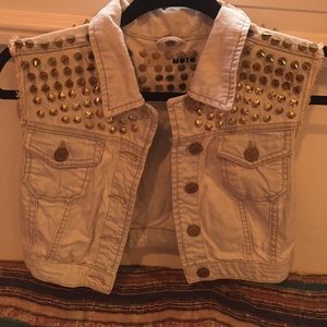 Moto crop denim vest