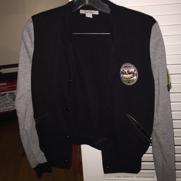 Grey black bomber/ varsity jacket