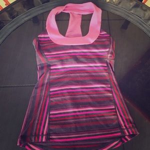 Lululemon Athletica Striped Scoop Neck Pink Top