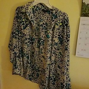 Long sleeve cheetah bottom up blouse shirt
