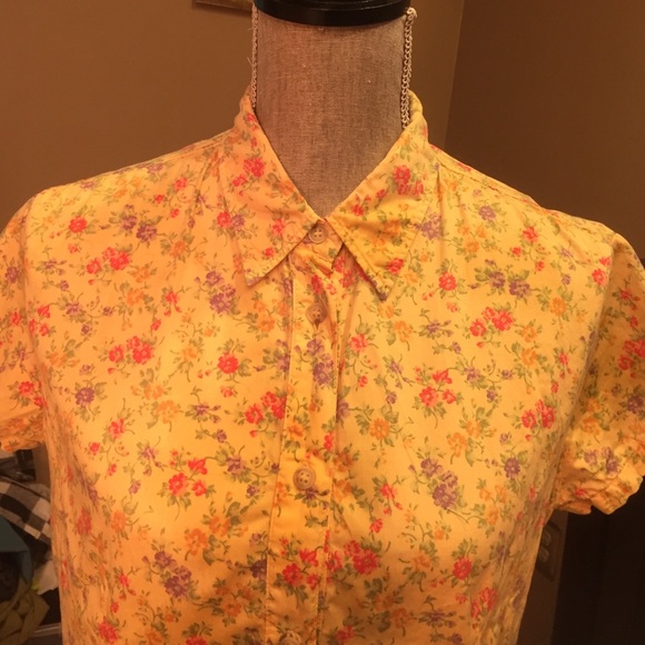 Tupelo honey flowered cotton short sleeve shirt S - Picture 2 of 4