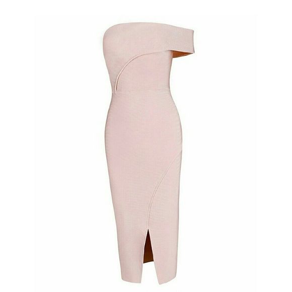 Dresses & Skirts - Pink off shoulder midi bodycon dress S/M/L