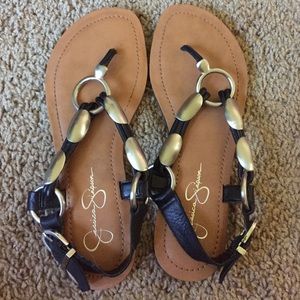 Size 8 black and silver Jessica Simpson sandals