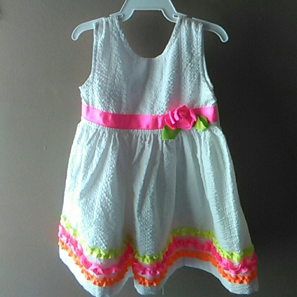 Seersucker dress with Neon accents