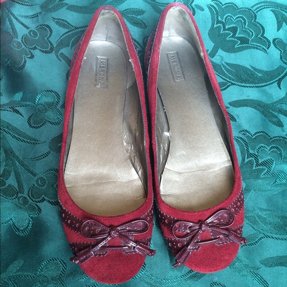 Dark Red, Maroon Velvet Flats