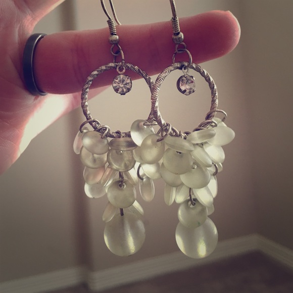 Pale green chandelier earrings