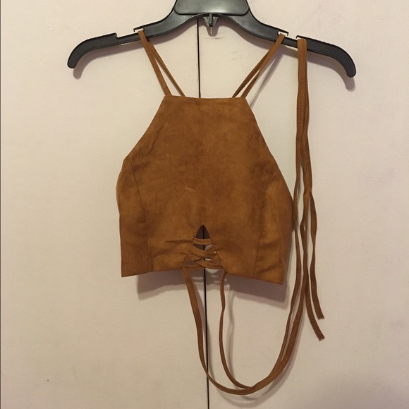 Brown Suede Crop Top