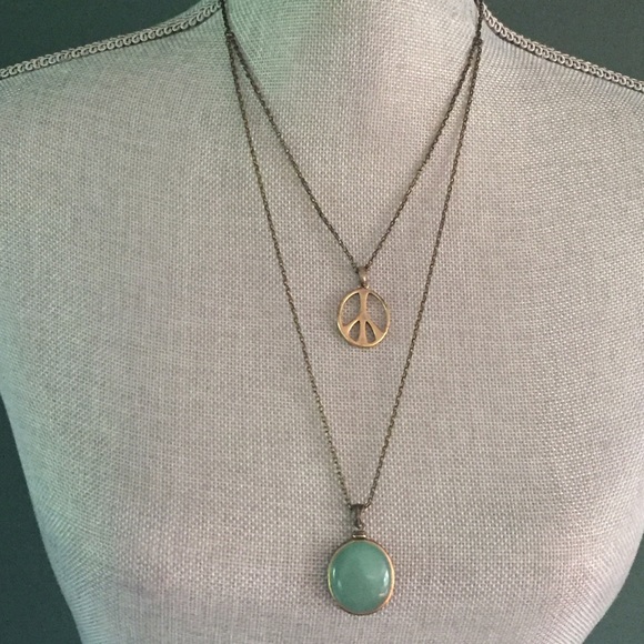 Lucky Brand Jewelry - Lucky Brand Peace Sign and Stone Layer Necklace