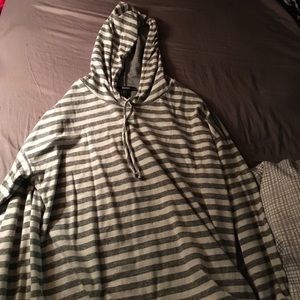 Forever21 grey and white stripped hoodie.