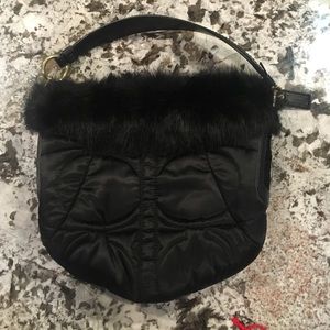 Coach black fur bag