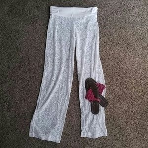 White lacey yoga pants
