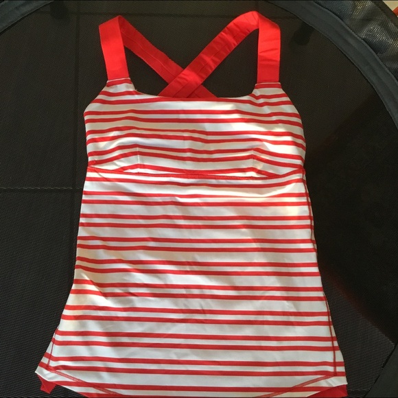 Lululemon Red and White Striped Top
