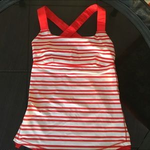 Lululemon Red and White Striped Top