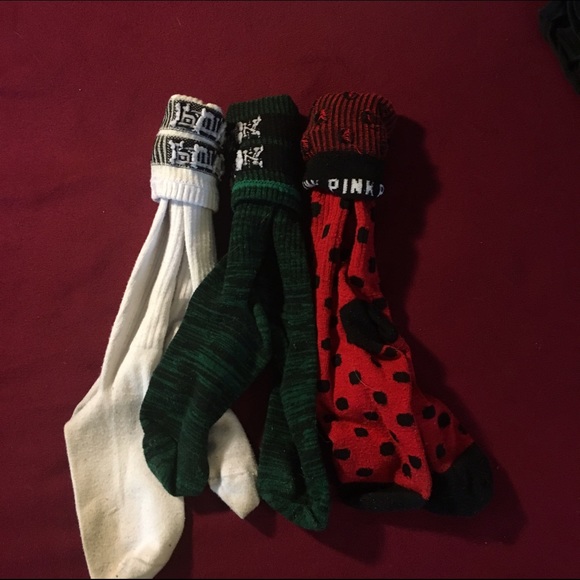 3 knee high pink socks