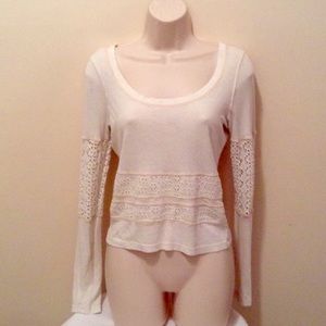 Free People Cream Long sleeve top