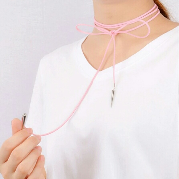 Pendant Choker Necklace - Pink