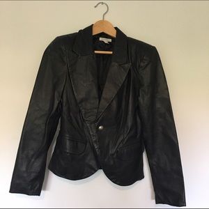 Black Leather jacket/coat [Boston Proper]