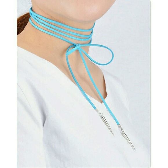 Pendant Rope Choker Necklace - Turquoise