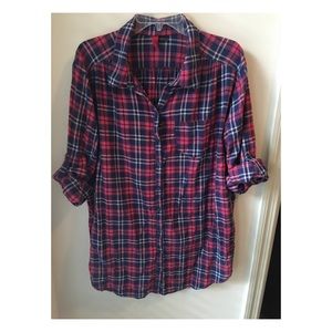 H&M Plaid Button Up Vintage Tee