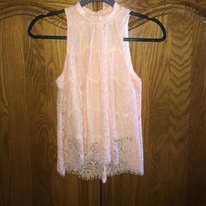 Blush High Neck Keyhole Top