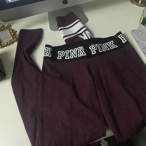 Victoria's Secret Pink Maroon Yoga Leggings Small