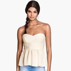H&M White peplum strapless top