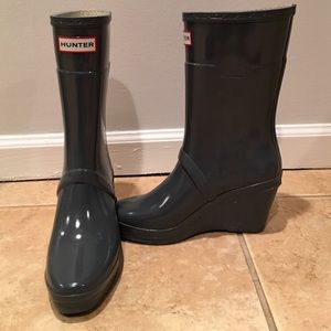 Grey Original Hunter Wedge Rain Boots