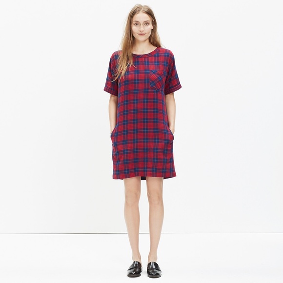 Madewell Short Sleeve Dress in Edina Plaid