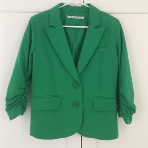 Green casual women's 3/4 sleeve jacket