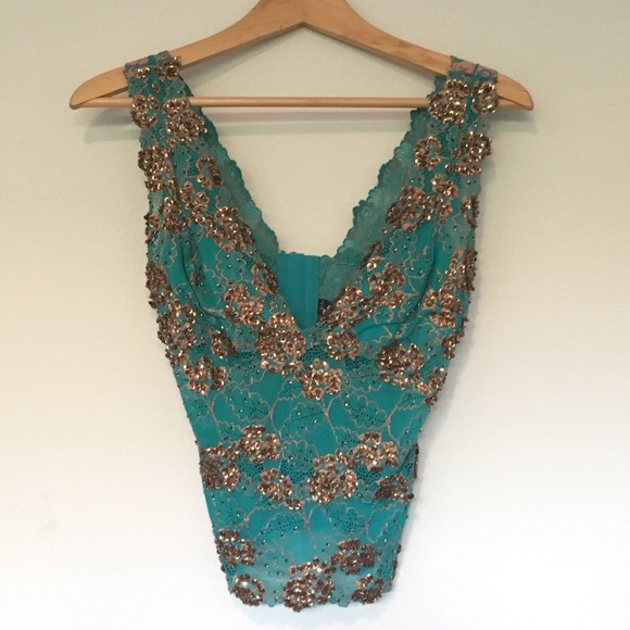 Teal and gold sequin top from Craiem Jewels