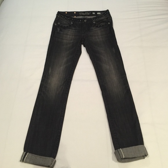 Miss Me Straight Leg Low Rise Stretch Jeans