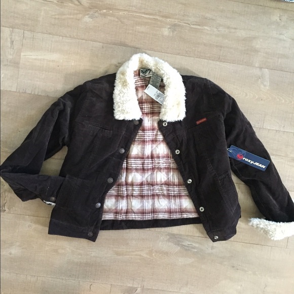 Girl's Roxy brown chord red plaid quilted jacket🌺