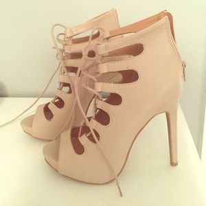 Nude cage heels